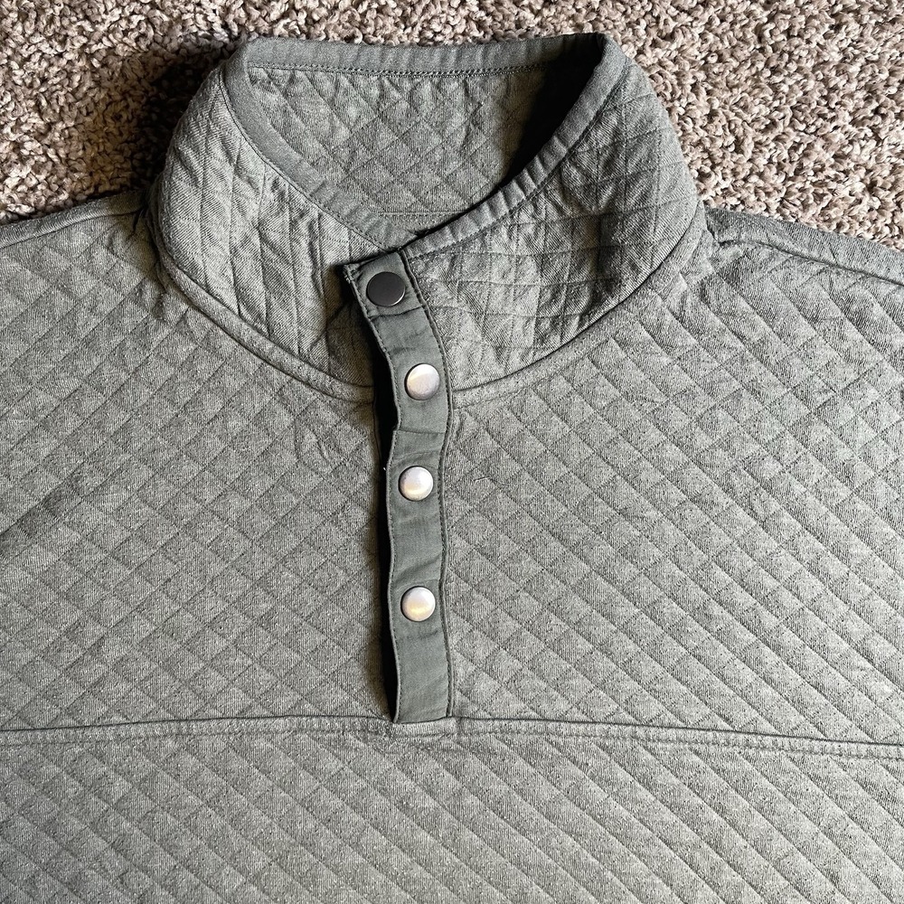 Sonoma Quilted Snap Pullover Mock Neck Sweatshirt XXL sage Green cozy cabin - Picture 5 of 8